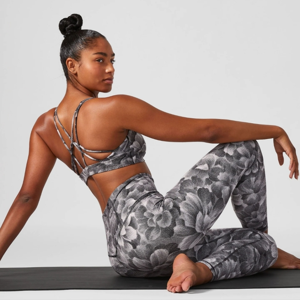 Athleta Gray Floral Leggings NWT